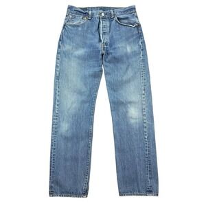 Levis 501 Jeans Men 34x34 (30x30) Blue Faded Wash Button Fly Straight Leg Denim